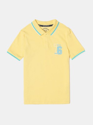 JOCKEY Boys Solid Cotton Blend T Shirt(Yellow, Pack of 1)