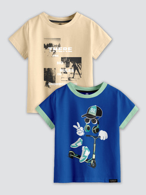 Codez Boys Printed Cotton Blend Regular T Shirt(Multicolor, Pack of 2)