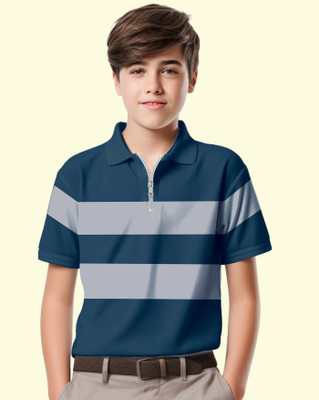 AUSK Boys Checkered Cotton Blend Regular T Shirt(Multicolor, Grey, Pack of 1)