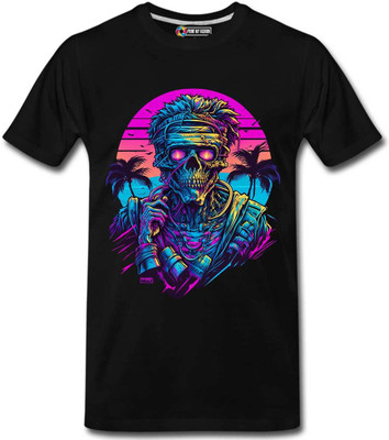 Print My Fashion Boys Printed Cotton Blend Regular T Shirt(Black, Pack of 1)