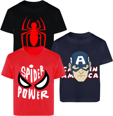 MARVEL BY MISS & CHIEF Boys Printed Cotton Blend Regular T Shirt(Multicolor, Pack of 3)