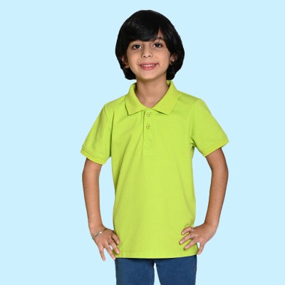 Nusyl Boys Solid Polycotton Regular T Shirt(Green, Pack of 1)