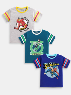 Here&Now X Game Begins Boys Printed Cotton Blend Regular T Shirt(Multicolor, Pack of 3)