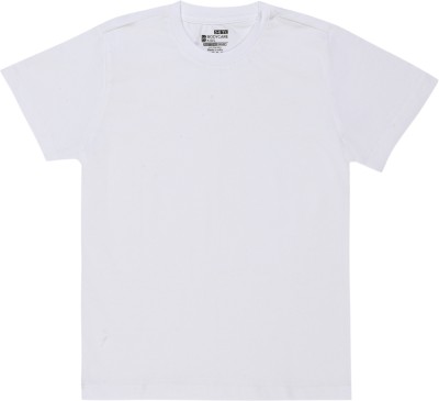 BodyCare Boys Solid Cotton Blend Regular T Shirt(White, Pack of 1)