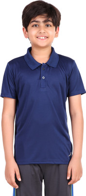 VECTOR X Boys Solid Polyester Regular T Shirt(Dark Blue, Pack of 1)