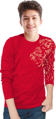 TRIPR Boys Printed Cotton Blend T Shirt(Red, Pack of 1)