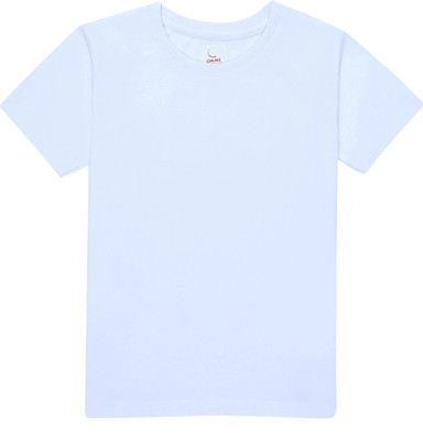 Chilins Boys & Girls Solid Pure Cotton Regular T Shirt(White, Pack of 1)