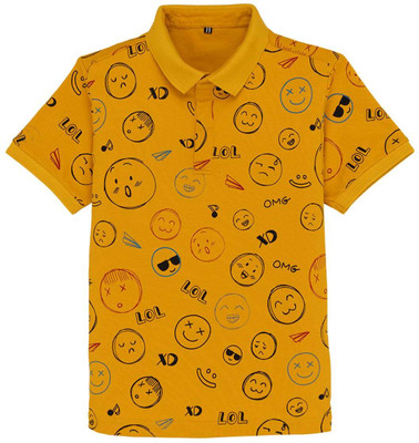 Status Quo Boys Typography, Printed Cotton Blend Regular T Shirt(Yellow, Pack of 1)