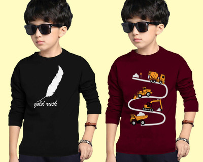 Bike Boys Printed Cotton Blend Regular T Shirt(Multicolor, Pack of 2)