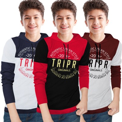 TRIPR Boys Typography, Printed Cotton Blend T Shirt(Multicolor, Pack of 3)