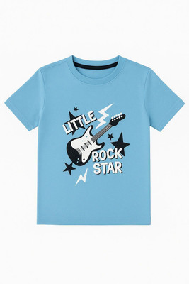 STYLESHIVAM Baby Boys Printed Cotton Blend Regular T Shirt(Blue, Pack of 1)