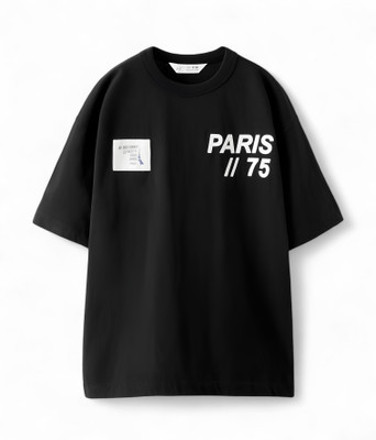 Alan Jones Boys Printed Cotton Blend Oversized T Shirt(Black, Pack of 1)