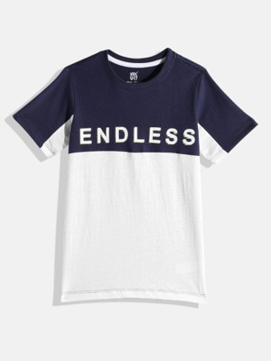 HRX by Hrithik Roshan Boys Self Design Cotton Blend Regular T Shirt(White, Pack of 1)