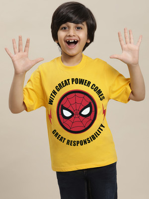 kidsville Boys Graphic Print Cotton Blend Regular T Shirt(Yellow, Pack of 1)