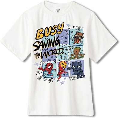 WEAR YOUR MIND Boys Graphic Print Pure Cotton Oversized T Shirt(White, Pack of 1)