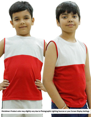 CHOMMBOOKA TRENDING Boys Colorblock Pure Cotton Regular T Shirt(Red, Pack of 2)