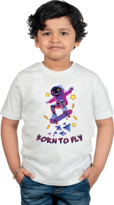 CHOMMBOOKA TREND Boys & Girls Graphic Print Pure Cotton Regular T Shirt(Yellow, Pack of 1)
