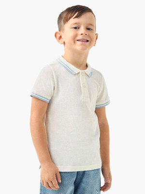 JUNIORS by Babyshop Boys Solid Pure Cotton Regular T Shirt(White, Pack of 1)