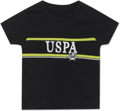 U.S. POLO ASSN. Boys Printed Pure Cotton T Shirt(Black, Pack of 1)