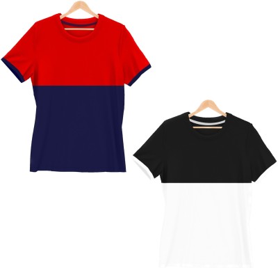 SURTI ENTERPRISES Boys & Girls Colorblock Pure Cotton T Shirt(Multicolor, Pack of 2)