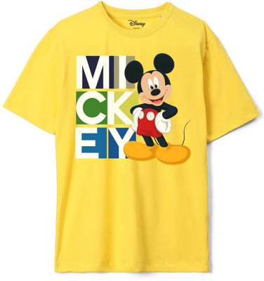 WYM TREND Boys Graphic Print Pure Cotton Oversized T Shirt(Yellow, Pack of 1)