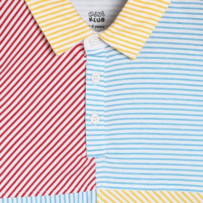 MINI KLUB Boys Striped Pure Cotton T Shirt(Multicolor, Pack of 1)