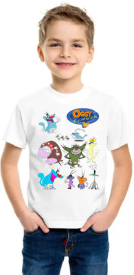 SNIFFY Boys Printed Polyester Regular T Shirt(White, Pack of 1)