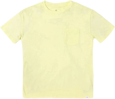 GAP Boys Solid Pure Cotton Regular T Shirt(Yellow, Pack of 1)