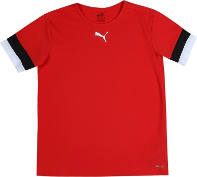 PUMA Boys & Girls Solid Polyester T Shirt(Red, Pack of 1)