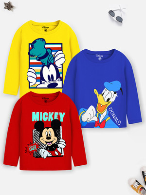 YK Disney Boys Cartoon Cotton Blend Regular T Shirt(Multicolor, Pack of 3)