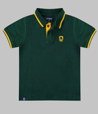 CAMRAV Boys Solid Cotton Blend Regular T Shirt(Green, Pack of 1)