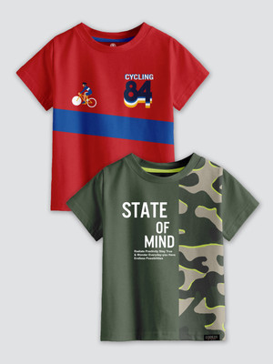 Codez Boys Printed Cotton Blend Regular T Shirt(Multicolor, Pack of 2)