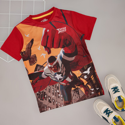 Pantaloons Junior Boys Solid Cotton Blend Regular T Shirt(Red, Pack of 1)