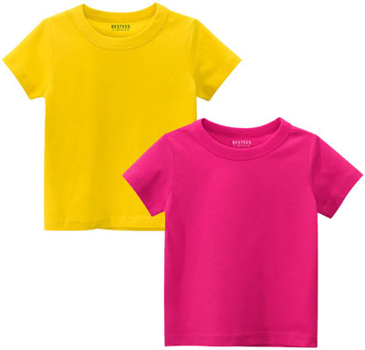 BESTEESCLOTHING Baby Boys & Baby Girls Solid Pure Cotton Regular T Shirt(Multicolor, Pack of 1)