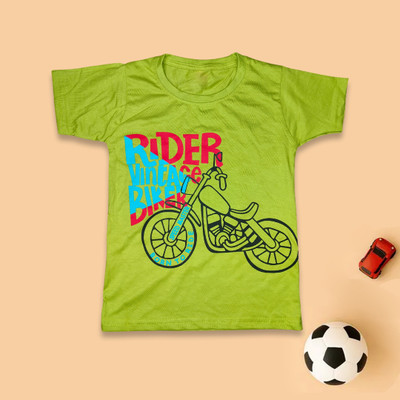KNETLY Boys Printed Cotton Blend Regular T Shirt(Green, Pack of 1)