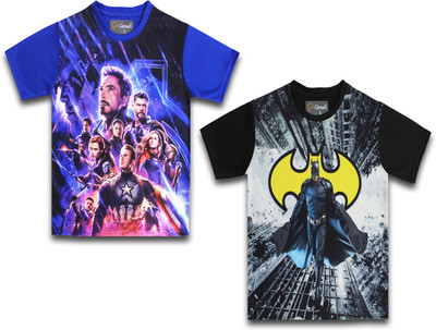 Glensen Boys Printed Polyester Regular T Shirt(Multicolor, Pack of 2)