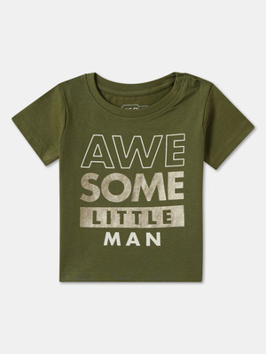 R&B Baby Boys Graphic Print Pure Cotton Regular T Shirt(Green, Pack of 1)
