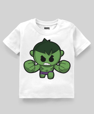 MARVEL BY MISS & CHIEF Boys Superhero Cotton Blend Slim T Shirt(White, Pack of 1)