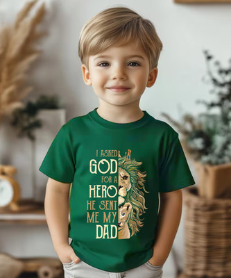 PROVOGUE Boys Printed Pure Cotton Regular T Shirt(Dark Green, Pack of 1)