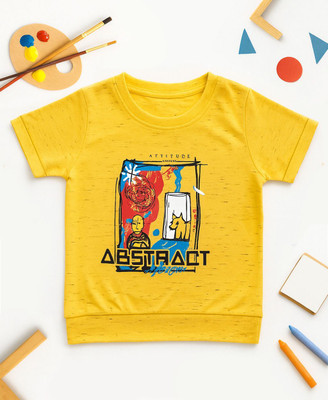 VACKY Baby Boys & Baby Girls Graphic Print Cotton Blend Regular T Shirt(Yellow, Pack of 1)