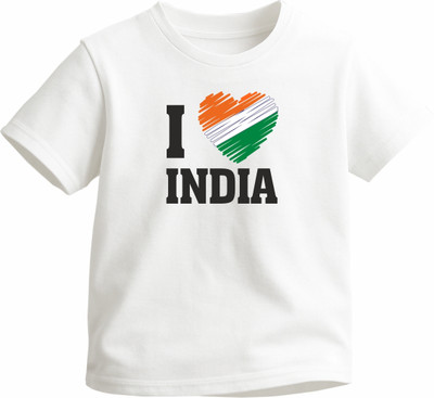 Luv My India Boys & Girls Graphic Print Pure Cotton Regular T Shirt(White, Pack of 1)