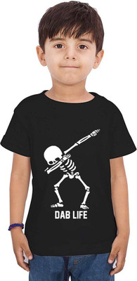 THEYOUNGESTTEE Boys Printed Cotton Blend Regular T Shirt(Black, Pack of 1)