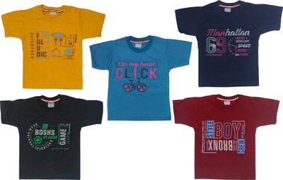 bangaa Baby Boys & Baby Girls Printed Pure Cotton Regular T Shirt(Multicolor, Pack of 5)