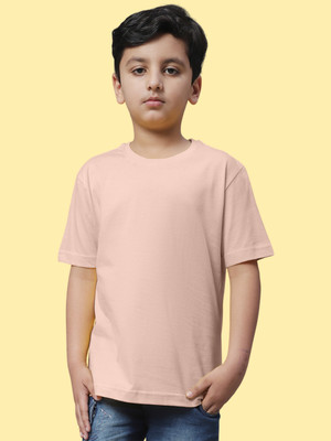 FBAR Boys Solid Pure Cotton Regular T Shirt(Beige, Pack of 1)