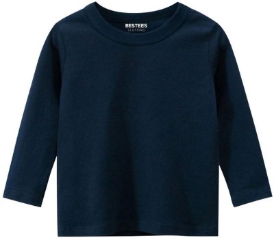 BESTEESCLOTHING Boys & Girls Solid Pure Cotton T Shirt(Dark Blue, Pack of 1)