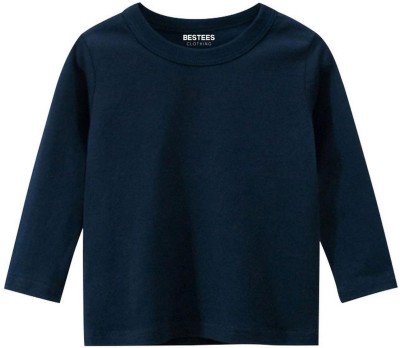 BESTEESCLOTHING Boys & Girls Solid Pure Cotton Regular T Shirt(Dark Blue, Pack of 1)