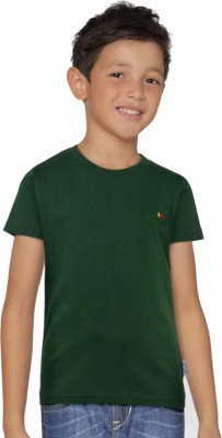 dongli Boys Solid Cotton Blend Regular T Shirt(Green, Pack of 1)