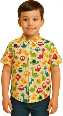 Meet Creation Baby Boys Printed Linen Blend Regular T Shirt(Pink, Pack of 1)