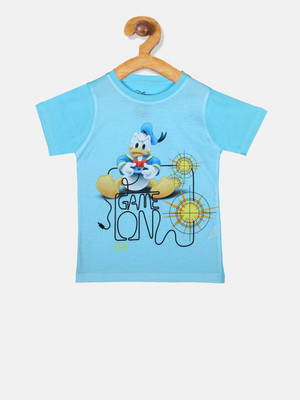 YK Disney Boys Graphic Print Pure Cotton Regular T Shirt(Blue, Pack of 1)