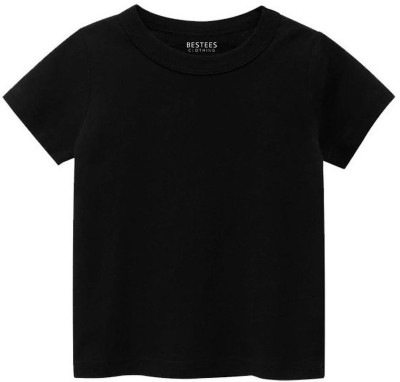 BESTEESCLOTHING Boys Solid Pure Cotton T Shirt(Black, Pack of 1)